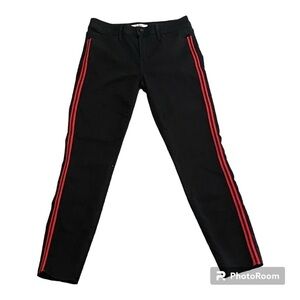 Sam Edelman The Kitten Mid Rise Skinny Ankle Jean Black Red Striped Size 28